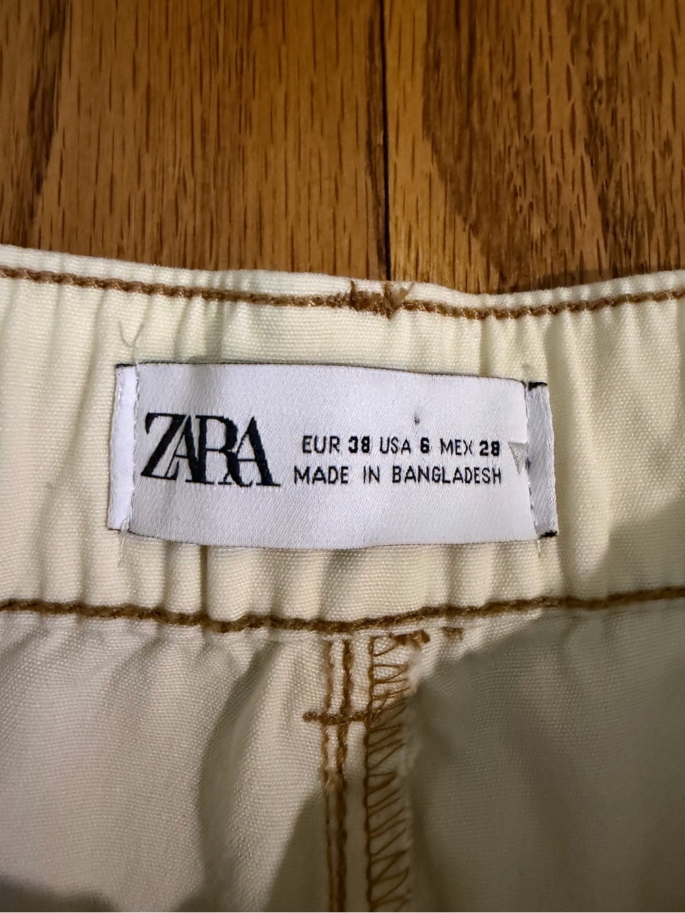 Zara Bone Utility Cargo Pants ~ Wide Leg - Picture 5 of 13